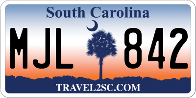 SC license plate MJL842
