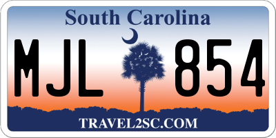 SC license plate MJL854