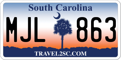 SC license plate MJL863