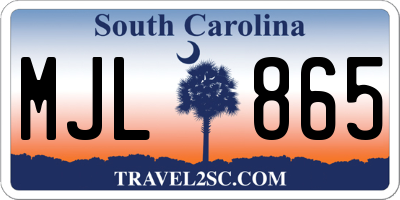 SC license plate MJL865