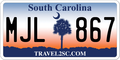 SC license plate MJL867