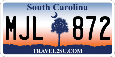 SC license plate MJL872