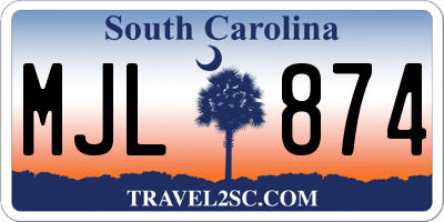SC license plate MJL874