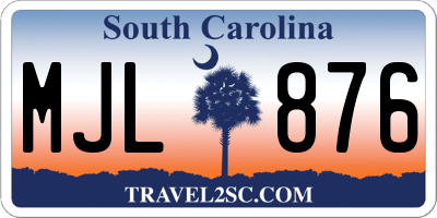 SC license plate MJL876