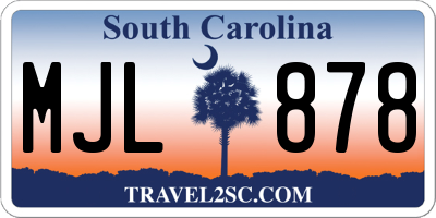 SC license plate MJL878