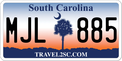 SC license plate MJL885