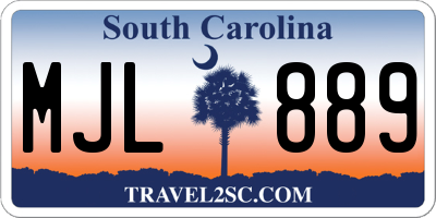SC license plate MJL889