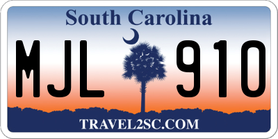 SC license plate MJL910
