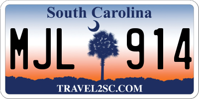 SC license plate MJL914