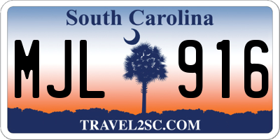 SC license plate MJL916