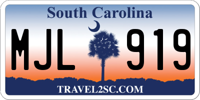 SC license plate MJL919