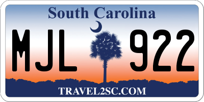 SC license plate MJL922