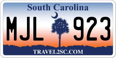SC license plate MJL923