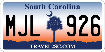 SC license plate MJL926