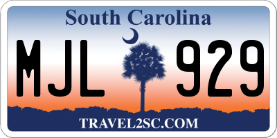 SC license plate MJL929