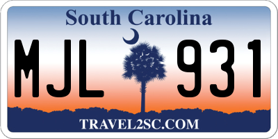 SC license plate MJL931
