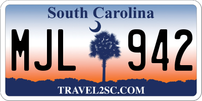 SC license plate MJL942