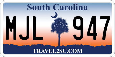 SC license plate MJL947