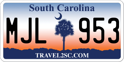 SC license plate MJL953