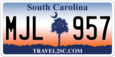 SC license plate MJL957