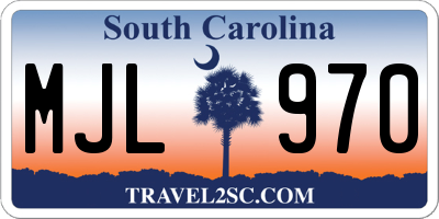 SC license plate MJL970