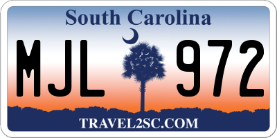 SC license plate MJL972