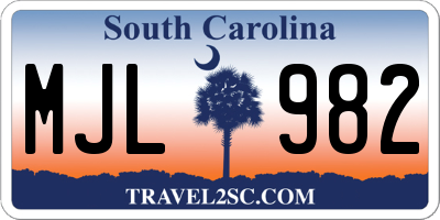 SC license plate MJL982