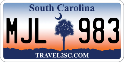 SC license plate MJL983