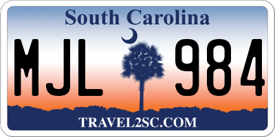 SC license plate MJL984
