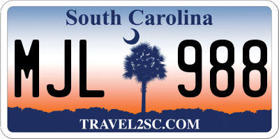 SC license plate MJL988