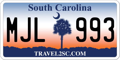 SC license plate MJL993