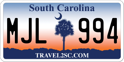SC license plate MJL994