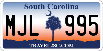 SC license plate MJL995