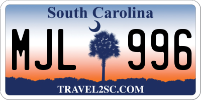 SC license plate MJL996