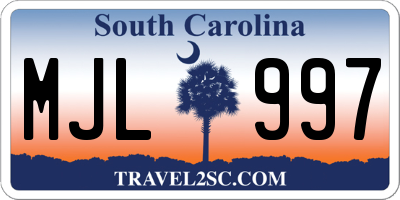 SC license plate MJL997
