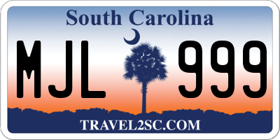 SC license plate MJL999
