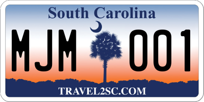 SC license plate MJM001