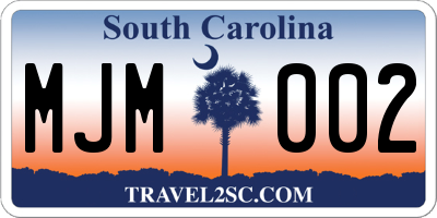 SC license plate MJM002