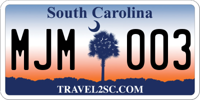 SC license plate MJM003