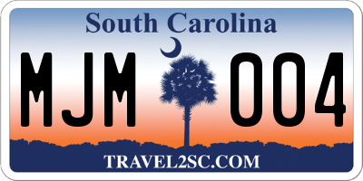 SC license plate MJM004