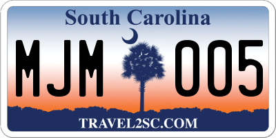 SC license plate MJM005