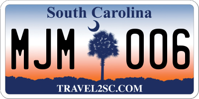 SC license plate MJM006