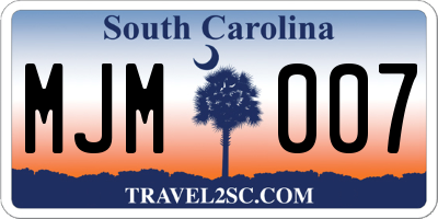 SC license plate MJM007
