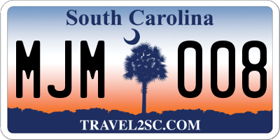 SC license plate MJM008