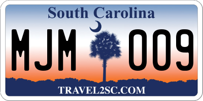 SC license plate MJM009