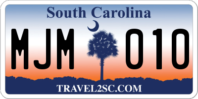 SC license plate MJM010