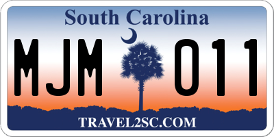 SC license plate MJM011