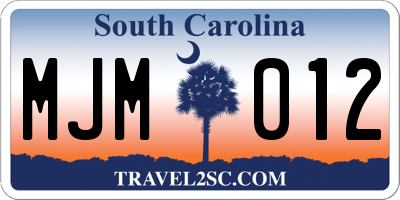 SC license plate MJM012