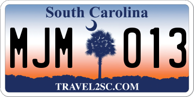 SC license plate MJM013