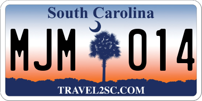 SC license plate MJM014